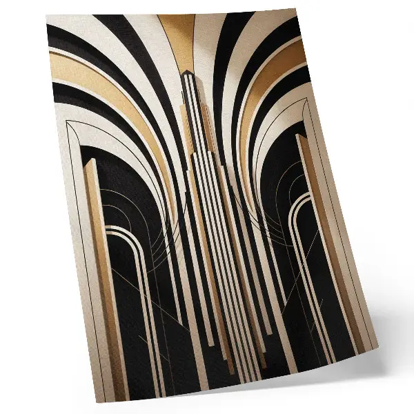 Póster de arcos modernos con elegancia Art Déco diseño con colores saturados y contraste