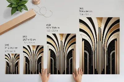 Póster de arcos modernos con elegancia Art Déco diseño con colores saturados y contraste
