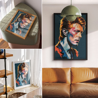 Póster con colores saturados Un retrato de arte pop con colores dinámicos.