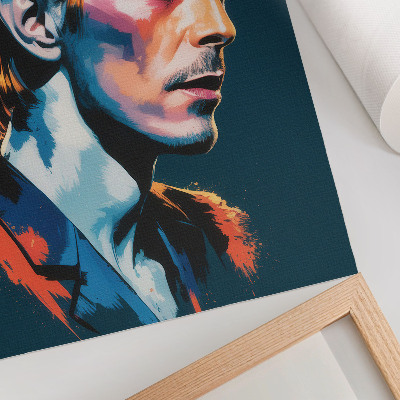 Póster con colores saturados Un retrato de arte pop con colores dinámicos.