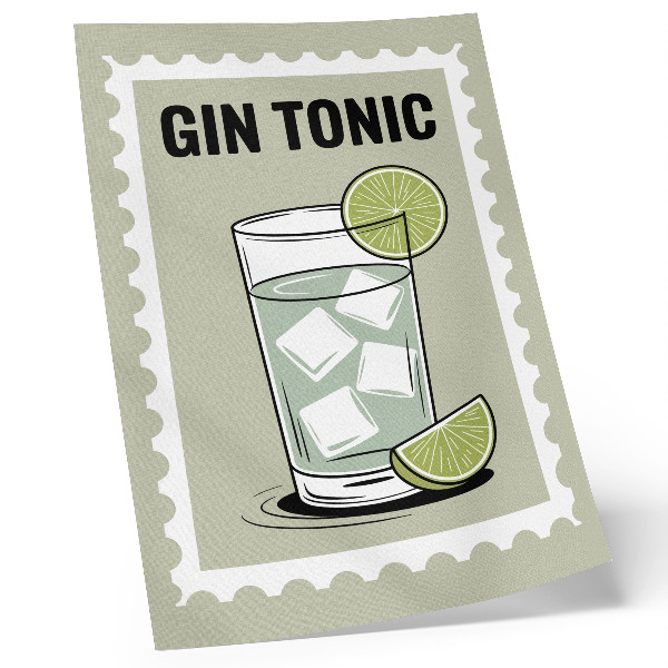 Póster La inscripción GIN TONIC elementos verdes y blancos