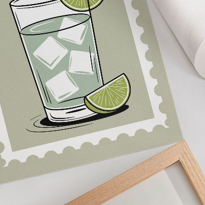Póster La inscripción GIN TONIC elementos verdes y blancos
