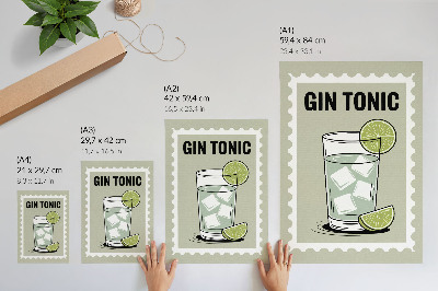 Póster La inscripción GIN TONIC elementos verdes y blancos