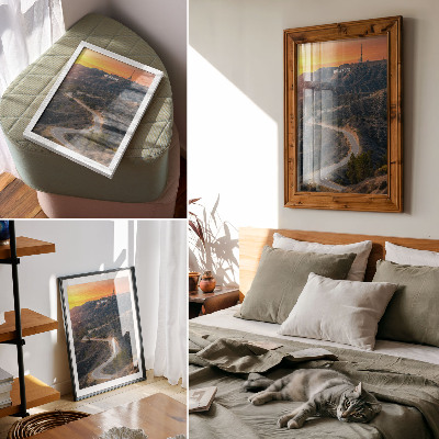 Lienzo decorativo moderno Colinas inscripción camino atardecer sueños