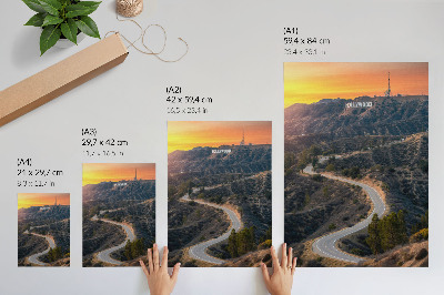Lienzo decorativo moderno Colinas inscripción camino atardecer sueños