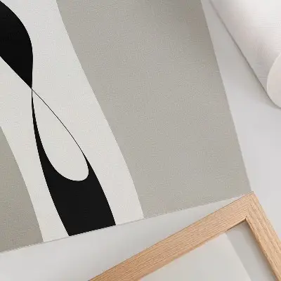 Póster de líneas blancas y negras con colores saturados y contrastes suaves