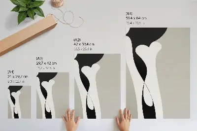Póster de líneas blancas y negras con colores saturados y contrastes suaves