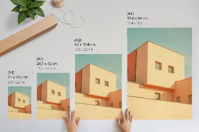 Lienzo decorativo moderno arquitectura geométrica con fachada en color beige