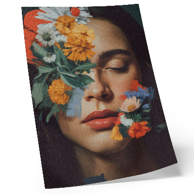 Lámina artística de alta calidad Rostro colorido con encanto floral, emoción y delicadeza.