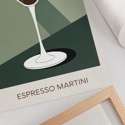 Póster con colores saturados Martini moderno en verde, beige y blanco.