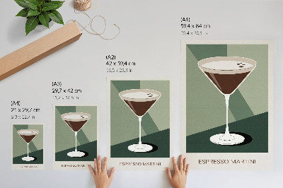Póster con colores saturados Martini moderno en verde, beige y blanco.