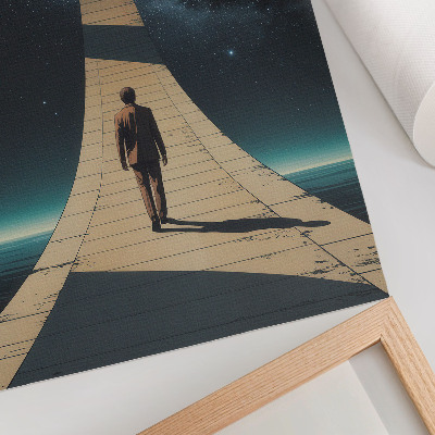 Póster Persona en la carretera, perspectiva del espacio nocturno