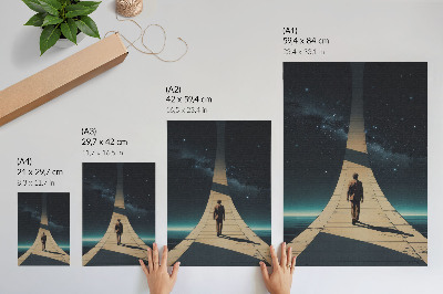 Póster Persona en la carretera, perspectiva del espacio nocturno
