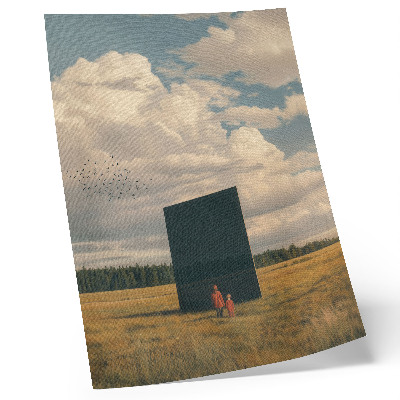 Lámina artística de alta calidad El contraste del monolito negro con el azul del cielo y la vegetación.