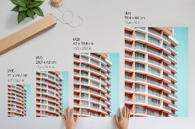 Póster con colores saturados Arquitectura moderna con balcones abiertos