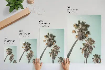 Póster con palmeras bajo un cielo azul delicado y exótico