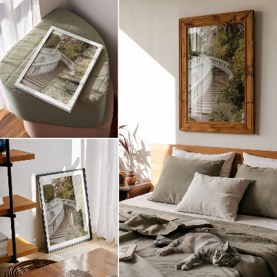 Lienzo decorativo moderno Elegante balaustrada, clásica tranquilidad verde.