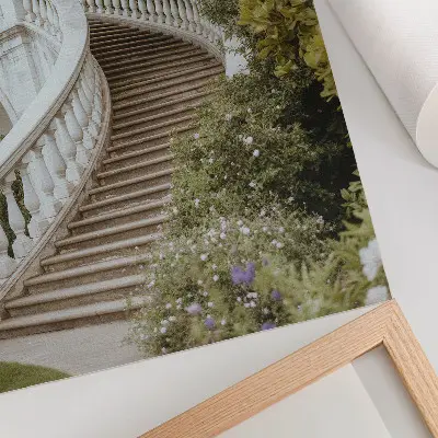 Lienzo decorativo moderno con diseño de elegante balaustrada en relajantes tonos verdes