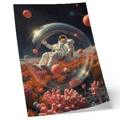 Póster con colores saturados Astronauta espacio plantas coloridas cosmos