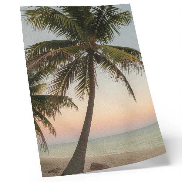 Lámina artística de alta calidad Palmeras mar puesta de sol pastel exótica