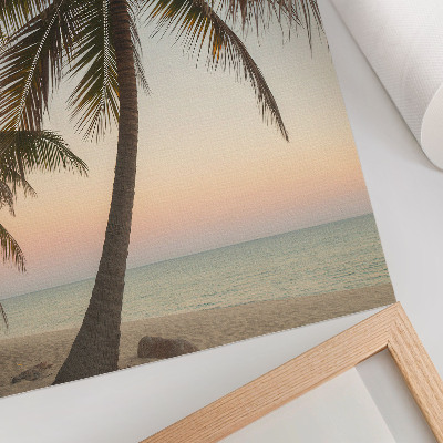 Lámina artística de alta calidad Palmeras mar puesta de sol pastel exótica