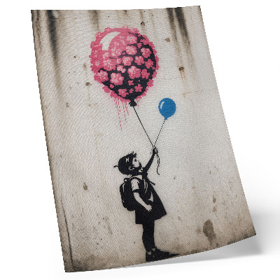 Póster con colores saturados Niño con globos sobre un fondo áspero