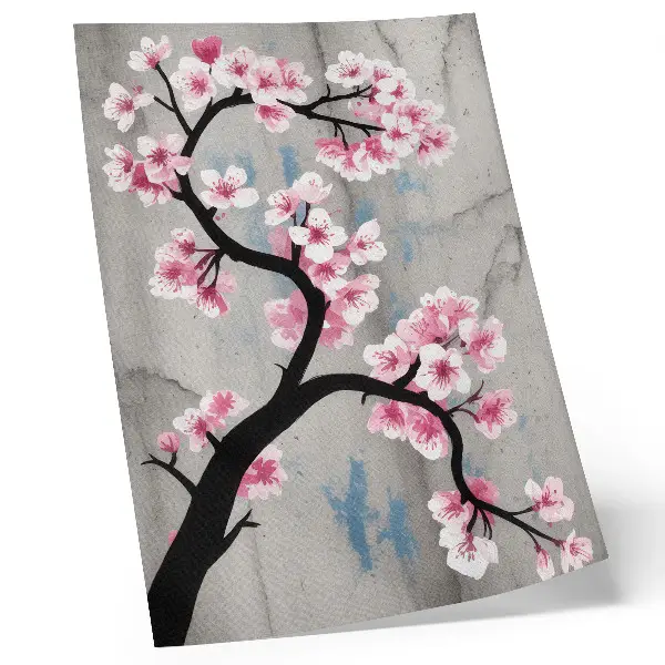 Lienzo decorativo moderno con delicadas flores sobre fondo gris