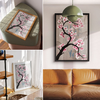 Lienzo decorativo moderno Delicadas flores sobre un fondo gris