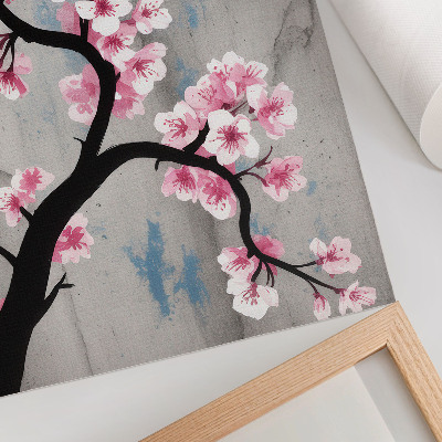 Lienzo decorativo moderno Delicadas flores sobre un fondo gris