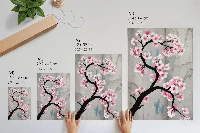 Lienzo decorativo moderno con delicadas flores sobre fondo gris