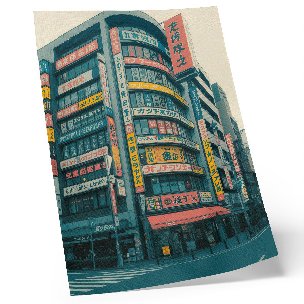 Lienzo decorativo moderno Inscripciones coloridas en edificios modernistas