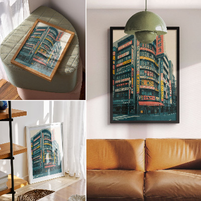Lienzo decorativo moderno Inscripciones coloridas en edificios modernistas