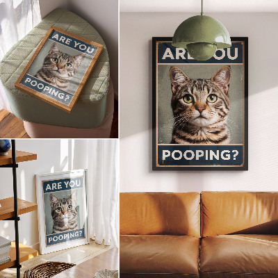 Lámina artística de alta calidad Un retrato de gato retro con un toque de humor.