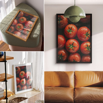 Lienzo decorativo moderno Tomates jugosos con gotas de agua