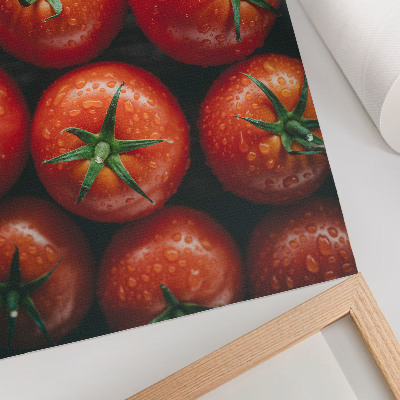 Lienzo decorativo moderno Tomates jugosos con gotas de agua