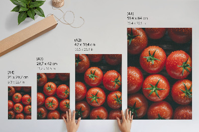 Lienzo decorativo moderno Tomates jugosos con gotas de agua