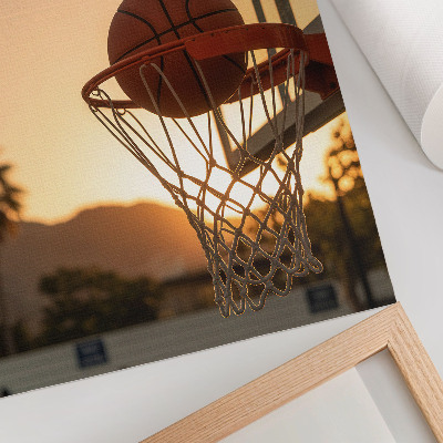 Póster Balón de baloncesto con enérgico efecto atardecer