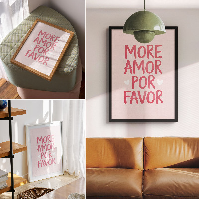 Póster con colores saturados Texto alegre con letras de corazón rojo