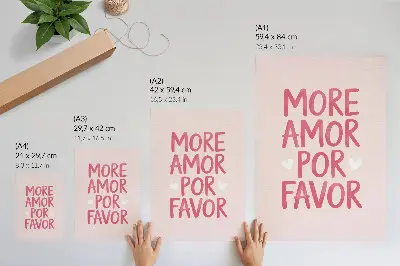 Póster de diseño alegre con letras de corazón rojo y colores saturados
