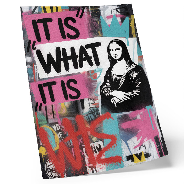 Póster con colores saturados Texto de icono clásico de graffiti enérgico en contraste