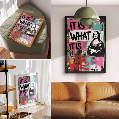 Póster con colores saturados Texto de icono clásico de graffiti enérgico en contraste