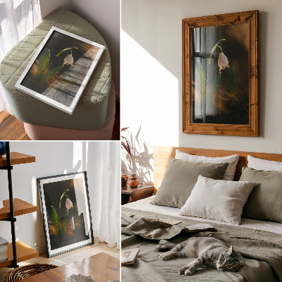 Lienzo decorativo moderno Hojas verdes de campanilla de invierno luz cálida
