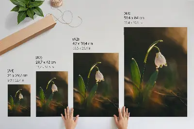 Lienzo decorativo moderno con diseño de hojas verdes de campanilla de invierno y luz cálida