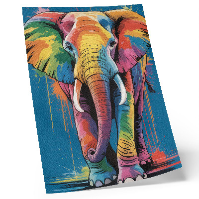 Póster de elefante colorido con colores saturados y contrastantes de gran intensidad
