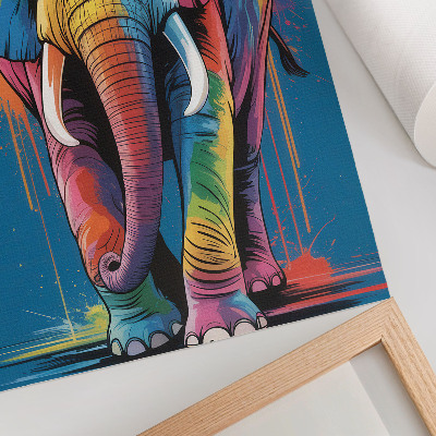 Póster de elefante colorido con colores saturados y contrastantes de gran intensidad