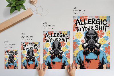 Lienzo decorativo moderno Personaje estilo cómic con máscara y flores coloridas