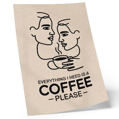 Póster Contornos faciales minimalistas, taza de café