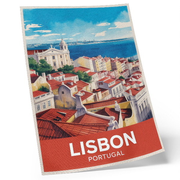 Póster Panorama de la ciudad, colores cálidos, ambiente tranquilo