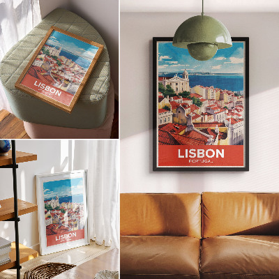 Póster Panorama de la ciudad, colores cálidos, ambiente tranquilo