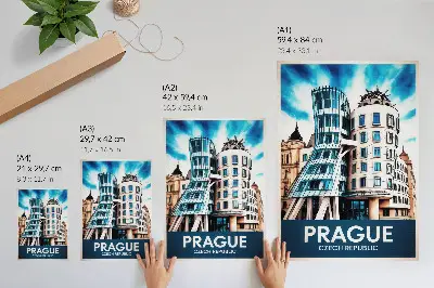 Lámina artística de alta calidad que representa la modernidad de la arquitectura futurista de Praga